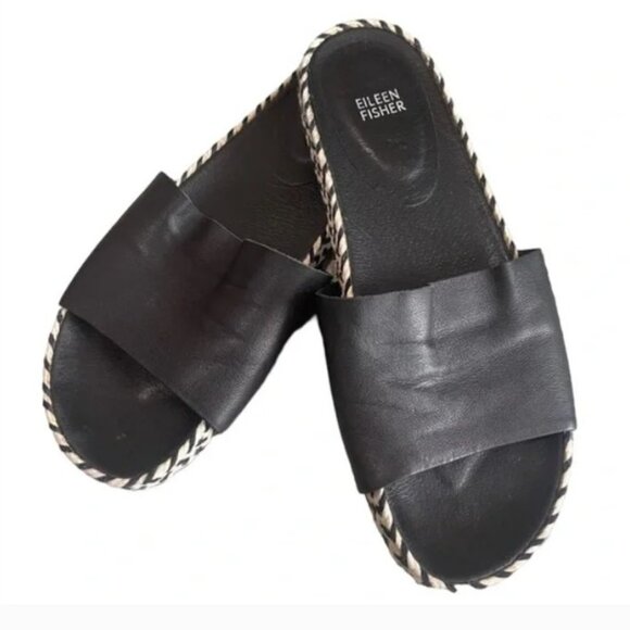 Eileen Fisher Black/White Slide Sandals Size 7 - Picture 4 of 6